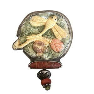 Amy Kahn Russell AKR Sterling Silver 925 Pendant Pin Bone Dragonfly